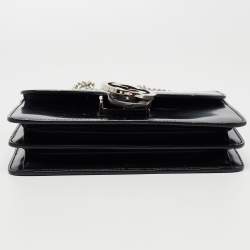 Pre Owned Gucci Black Patent Leather Small Interlocking G Shoulder Bag