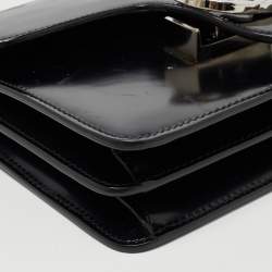 Pre Owned Gucci Black Patent Leather Small Interlocking G Shoulder Bag