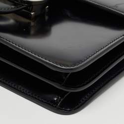 Pre Owned Gucci Black Patent Leather Small Interlocking G Shoulder Bag