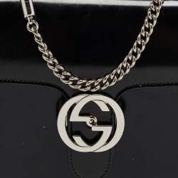 Pre Owned Gucci Black Patent Leather Small Interlocking G Shoulder Bag