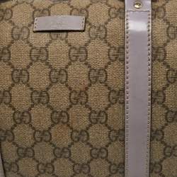 Pre Owned حقيبة غوتشي بوسطن جوي جلد وكانفاس سوبريم GG  فضية/ بيضاء