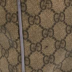 Pre Owned حقيبة غوتشي بوسطن جوي جلد وكانفاس سوبريم GG  فضية/ بيضاء