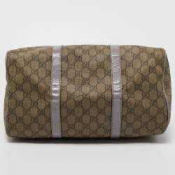 Pre Owned حقيبة غوتشي بوسطن جوي جلد وكانفاس سوبريم GG  فضية/ بيضاء