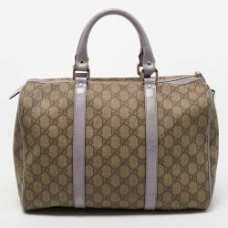 Pre Owned حقيبة غوتشي بوسطن جوي جلد وكانفاس سوبريم GG  فضية/ بيضاء