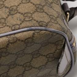 Pre Owned حقيبة غوتشي بوسطن جوي جلد وكانفاس سوبريم GG  فضية/ بيضاء