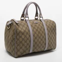 Pre Owned حقيبة غوتشي بوسطن جوي جلد وكانفاس سوبريم GG  فضية/ بيضاء