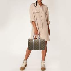 Pre Owned حقيبة غوتشي بوسطن جوي جلد وكانفاس سوبريم GG  فضية/ بيضاء