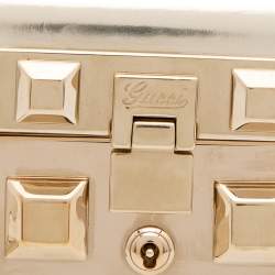 Pre Owned Gucci Metallic Gold Leather Flap Clutch