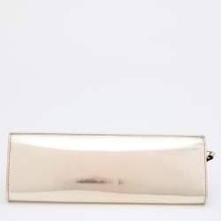 Pre Owned Gucci Metallic Gold Leather Flap Clutch