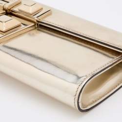 Pre Owned Gucci Metallic Gold Leather Flap Clutch