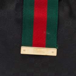 Pre Owned Gucci Black GG Canvas New Ladies Web Hobo