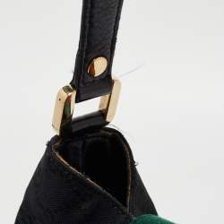 Pre Owned Gucci Black GG Canvas New Ladies Web Hobo