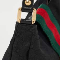 Pre Owned Gucci Black GG Canvas New Ladies Web Hobo