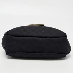 Pre Owned Gucci Black GG Canvas New Ladies Web Hobo