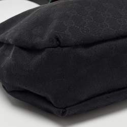 Pre Owned Gucci Black GG Canvas New Ladies Web Hobo