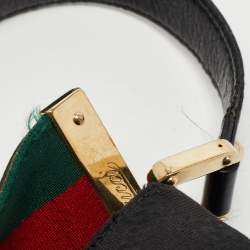 Pre Owned Gucci Black GG Canvas New Ladies Web Hobo