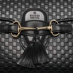 Gucci Black Microguccissima Leather Medium Emily Chain Shoulder Bag