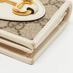 Gucci Beige/Cream GG Supreme Canvas and Leather Horsebit 1955 Card Case