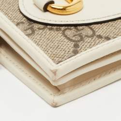 Gucci Beige/Cream GG Supreme Canvas and Leather Horsebit 1955 Card Case