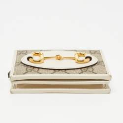 Gucci Beige/Cream GG Supreme Canvas and Leather Horsebit 1955 Card Case