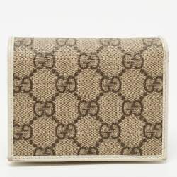 Gucci Beige/Cream GG Supreme Canvas and Leather Horsebit 1955 Card Case