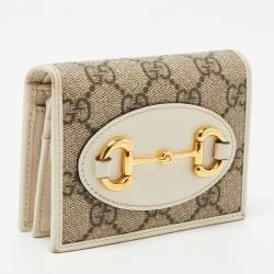 Gucci Beige/Cream GG Supreme Canvas and Leather Horsebit 1955 Card Case
