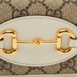 Gucci Beige/Cream GG Supreme Canvas and Leather Horsebit 1955 Card Case