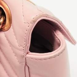 مملوكة مسبقًا Gucci Pink Matelassé Leather Small GG Marmont Shoulder Bag