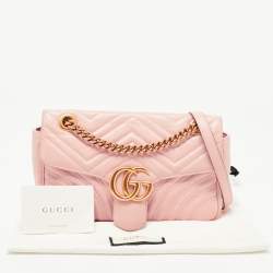 مملوكة مسبقًا Gucci Pink Matelassé Leather Small GG Marmont Shoulder Bag