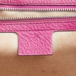 Pre Owned Gucci Pink Leather New Bamboo Top Handle Bag