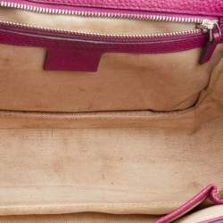 Pre Owned Gucci Pink Leather New Bamboo Top Handle Bag