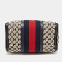 Gucci Beige/Brown GG Canvas and Leather Medium Vintage Web Boston Bag
