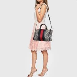 Gucci Beige/Brown GG Canvas and Leather Medium Vintage Web Boston Bag