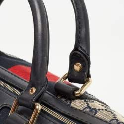 Gucci Beige/Brown GG Canvas and Leather Medium Vintage Web Boston Bag