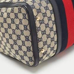 Gucci Beige/Brown GG Canvas and Leather Medium Vintage Web Boston Bag