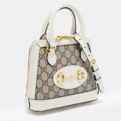 Pre Owned Gucci Beige/Cream GG Supreme Coated Canvas and Leather Mini Horsebit 1955 Bag