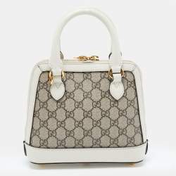 Pre Owned Gucci Beige/Cream GG Supreme Coated Canvas and Leather Mini Horsebit 1955 Bag