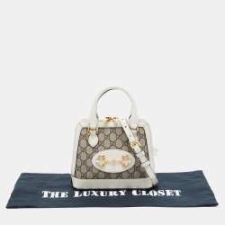 Pre Owned Gucci Beige/Cream GG Supreme Coated Canvas and Leather Mini Horsebit 1955 Bag