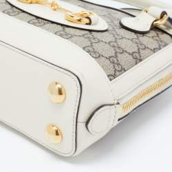 Pre Owned Gucci Beige/Cream GG Supreme Coated Canvas and Leather Mini Horsebit 1955 Bag
