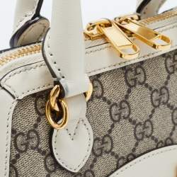 Pre Owned Gucci Beige/Cream GG Supreme Coated Canvas and Leather Mini Horsebit 1955 Bag