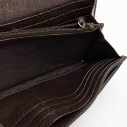 Gucci Brown/Beige Canvas and Leather Bee Web Continental Wallet 