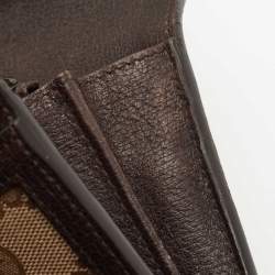 Gucci Brown/Beige Canvas and Leather Bee Web Continental Wallet 