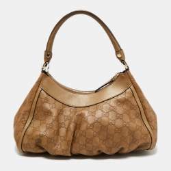 Pre Owned Gucci Beige Leather Abbey D-Ring Shoulder Bag