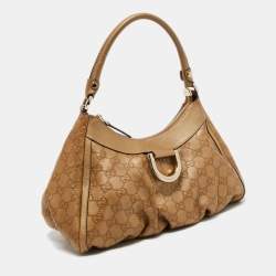 Pre Owned Gucci Beige Leather Abbey D-Ring Shoulder Bag