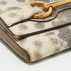 Gucci Off White/Grey Karung Leather Horsebit Continental Wallet