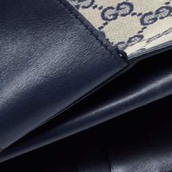 Gucci Blue/Beige GG Canvas and Leather Web Flap Continental Wallet