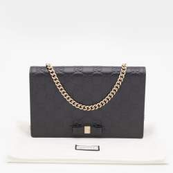 Gucci Black Guccissima Leather Wallet on Chain