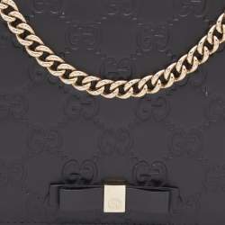 Gucci Black Guccissima Leather Wallet on Chain