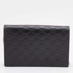 Gucci Black Guccissima Leather Wallet on Chain
