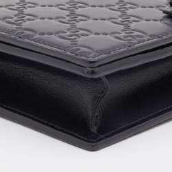 Gucci Black Guccissima Leather Wallet on Chain